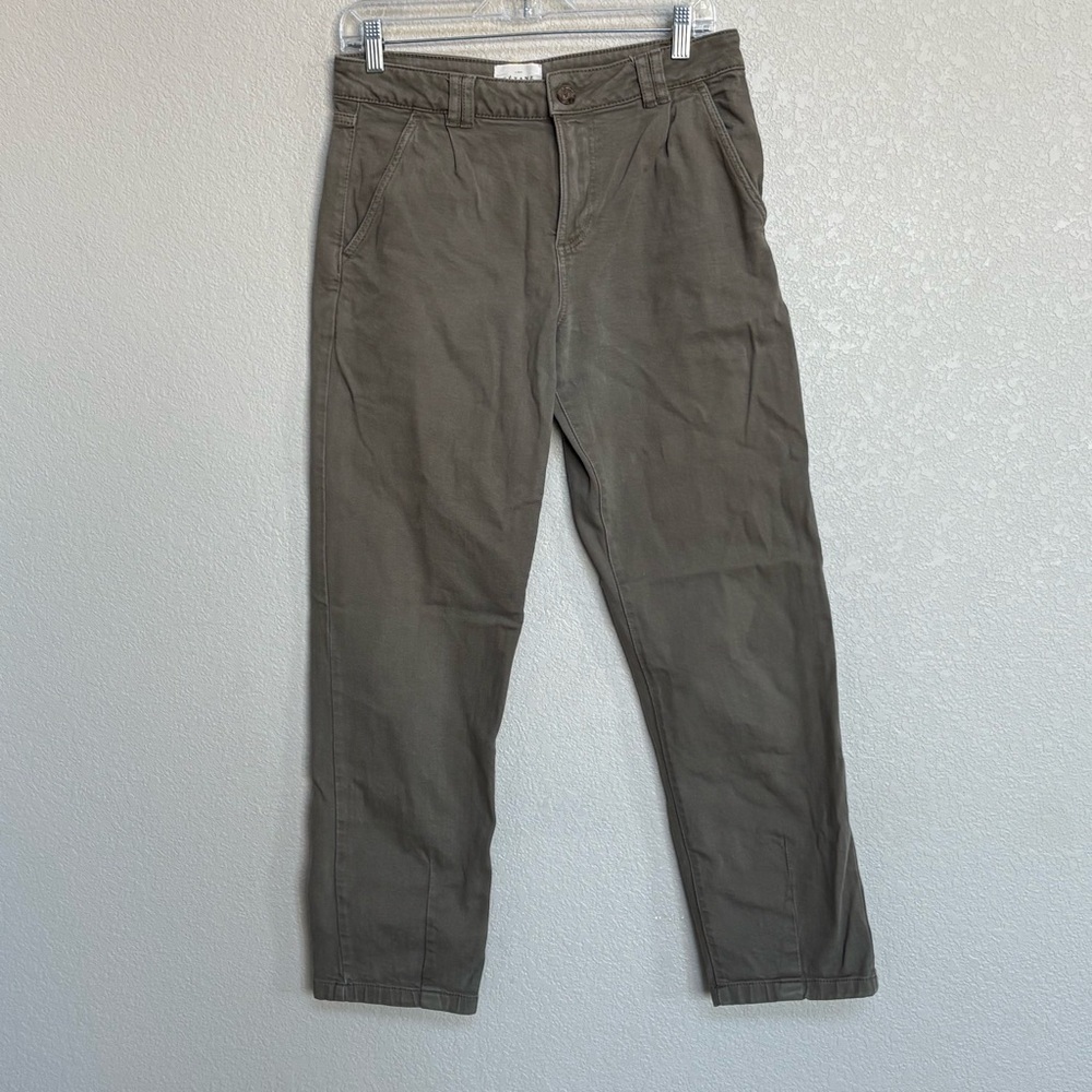 Sézane Serge Trousers Brown High Waisted Straight Leg FR 36 US 4 Shorter Inseam